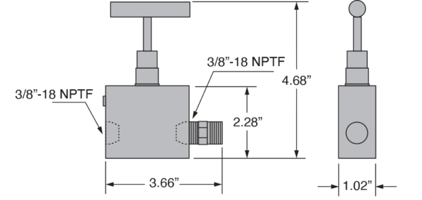 Idraulica della libertà, Valvola di ritegno a rilascio manuale Freedom Hydraulics, 3/8" NPTF - FCVM38